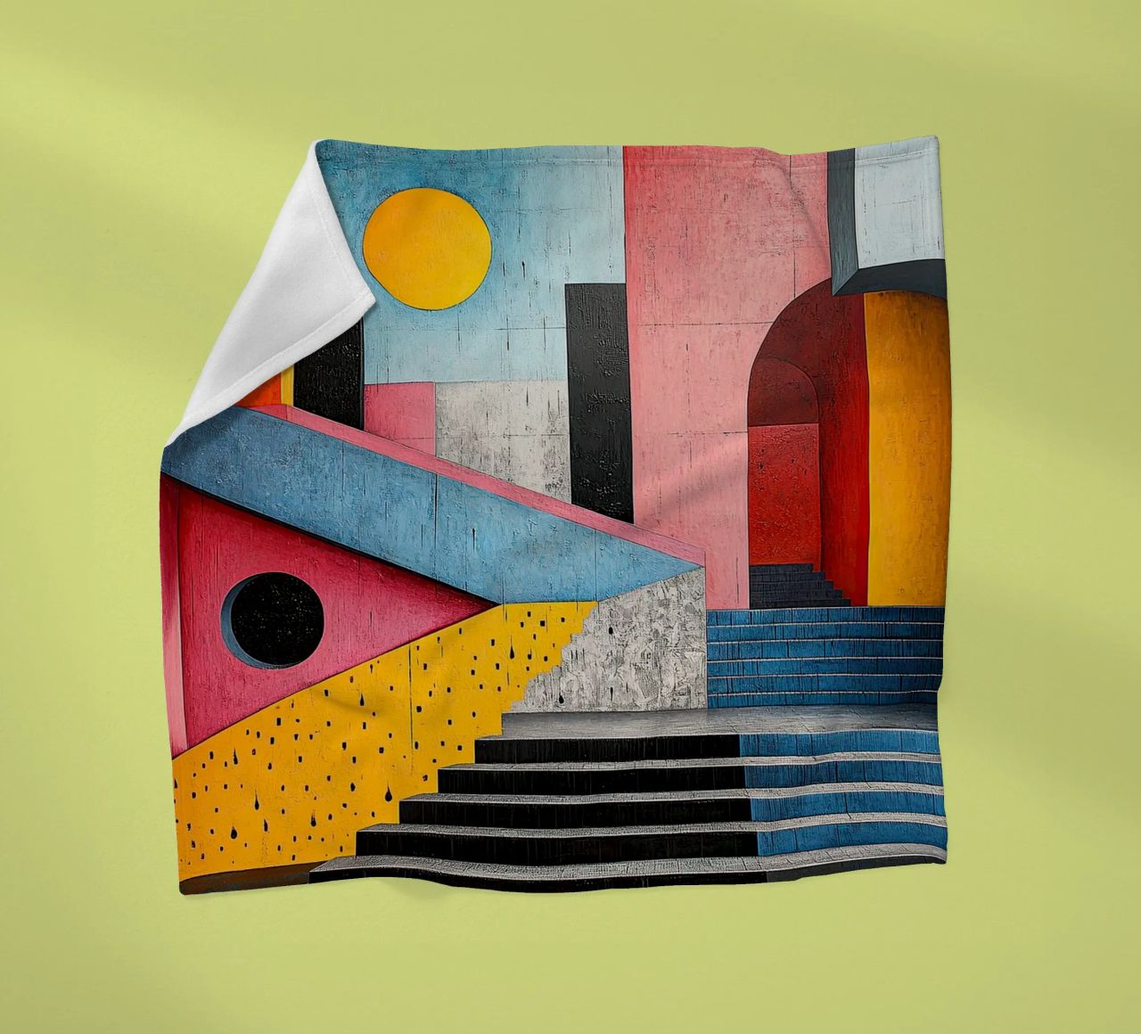 Surrealism Architecture Design Geometry fleece blanket by Nikis Art Studio