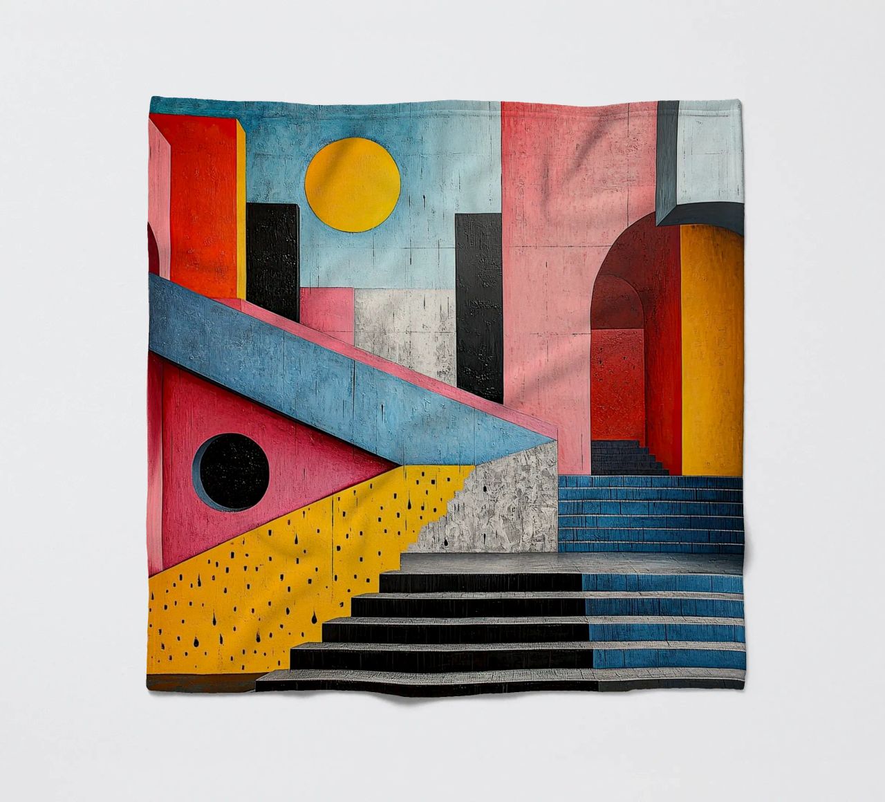 Surrealism Architecture Design Geometry fleece blanket by Nikis Art Studio