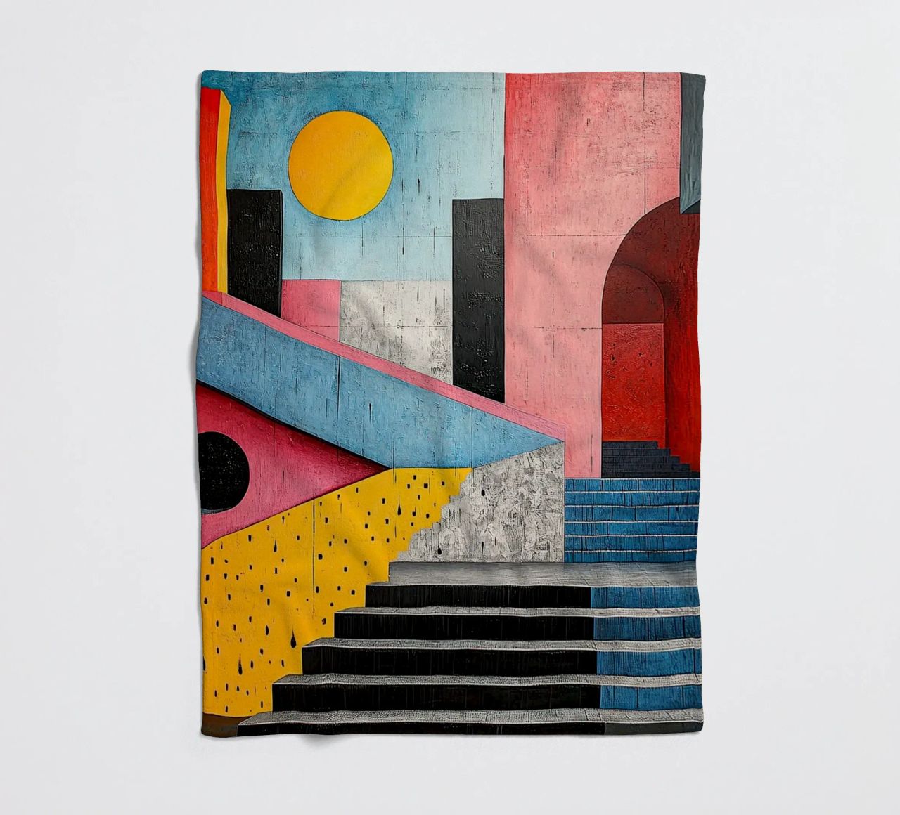 Surrealism Architecture Design Geometry fleece blanket by Nikis Art Studio