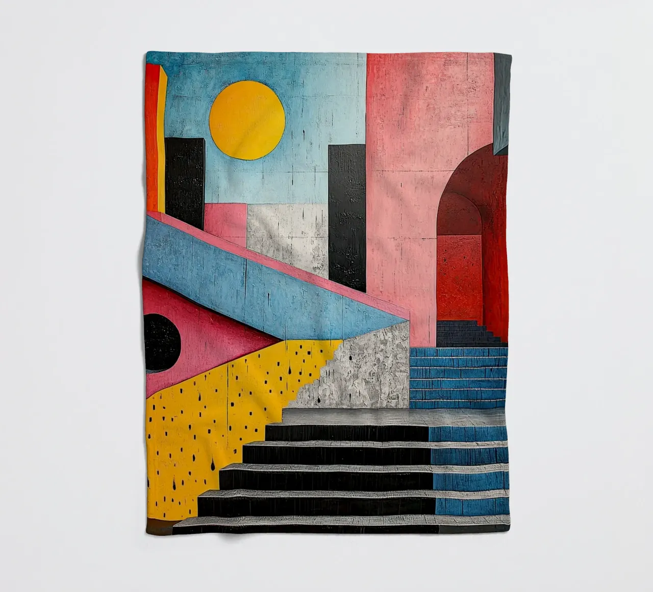 Surrealismus Architektur Design Geometrie Fleecedecke von Nikis Art Studio