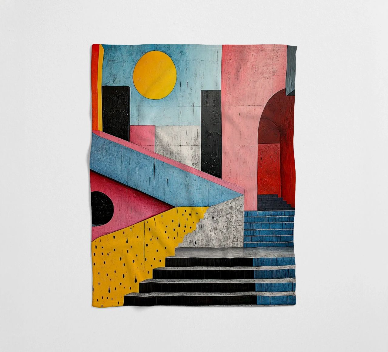 Surrealism Architecture Design Geometry fleece blanket by Nikis Art Studio