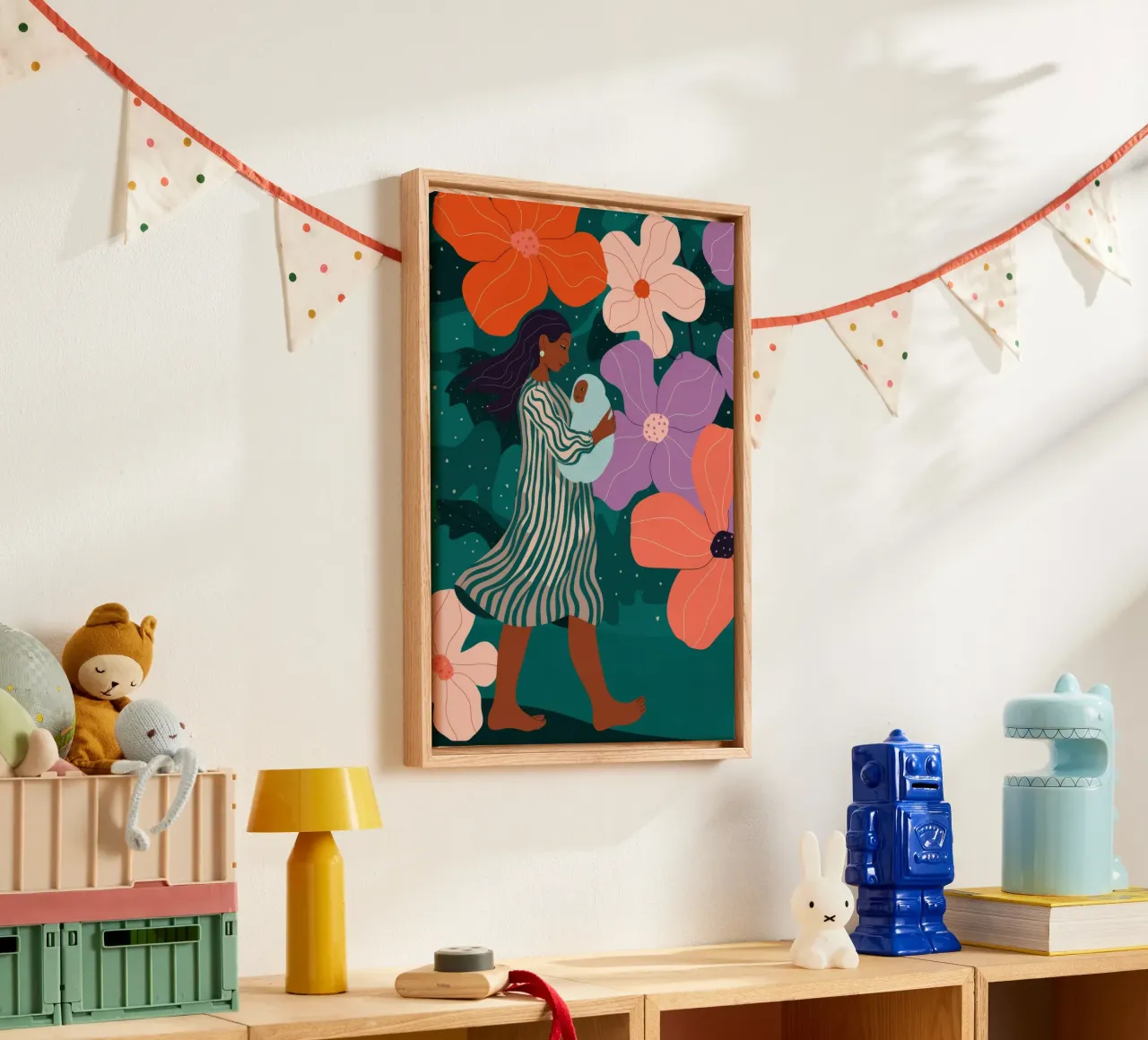 Passeggiata nei giardini fioriti tela con Cornice a cassetta da Emery Kate