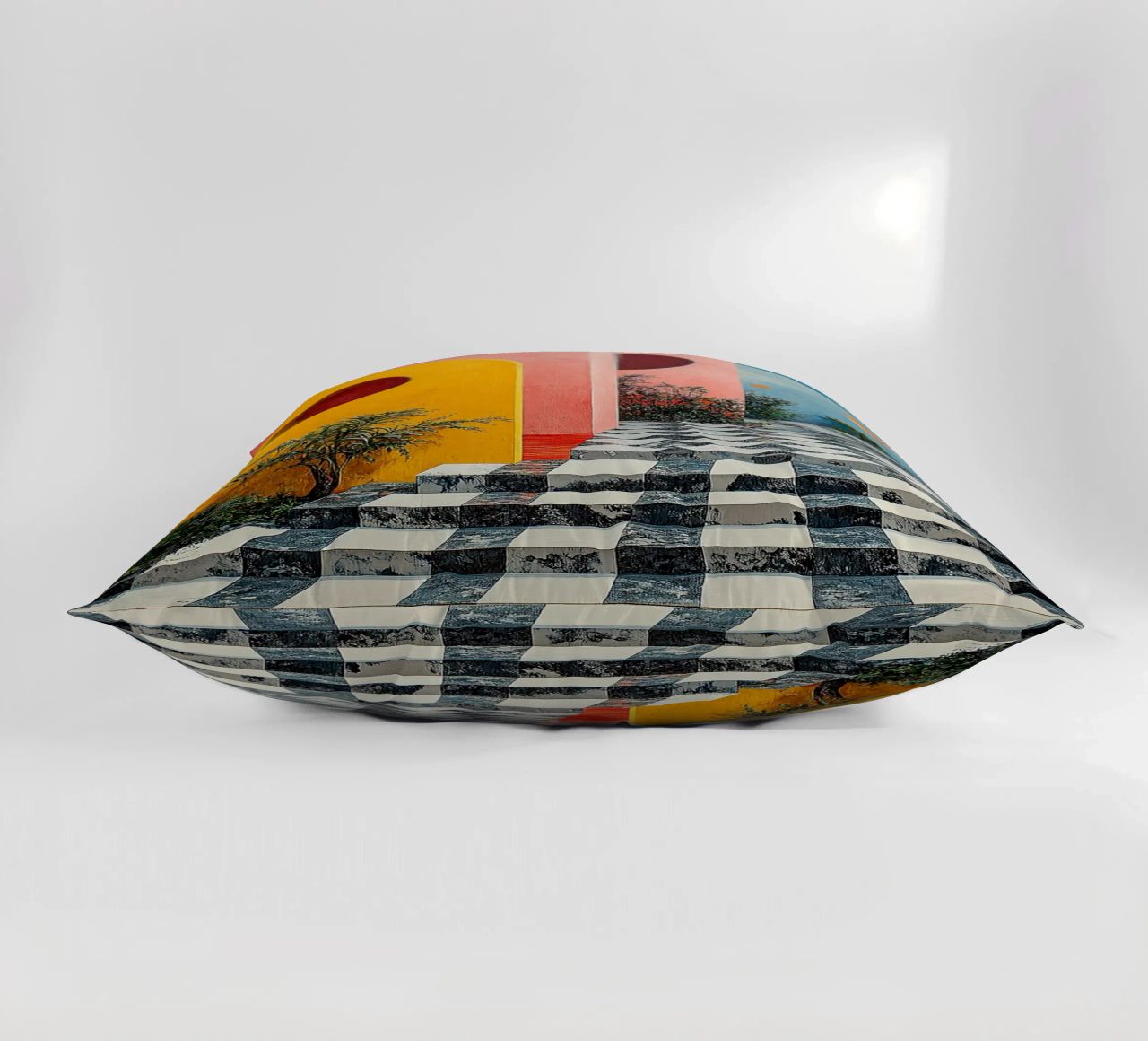 Surrealism Architecture Design Geometry decorative cushion by Nikis Art Studio