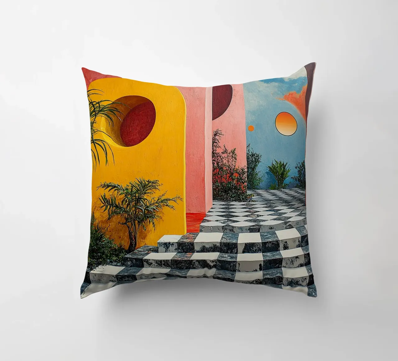 Surrealisme Architectuur Ontwerp Meetkunde kussen van Nikis Art Studio