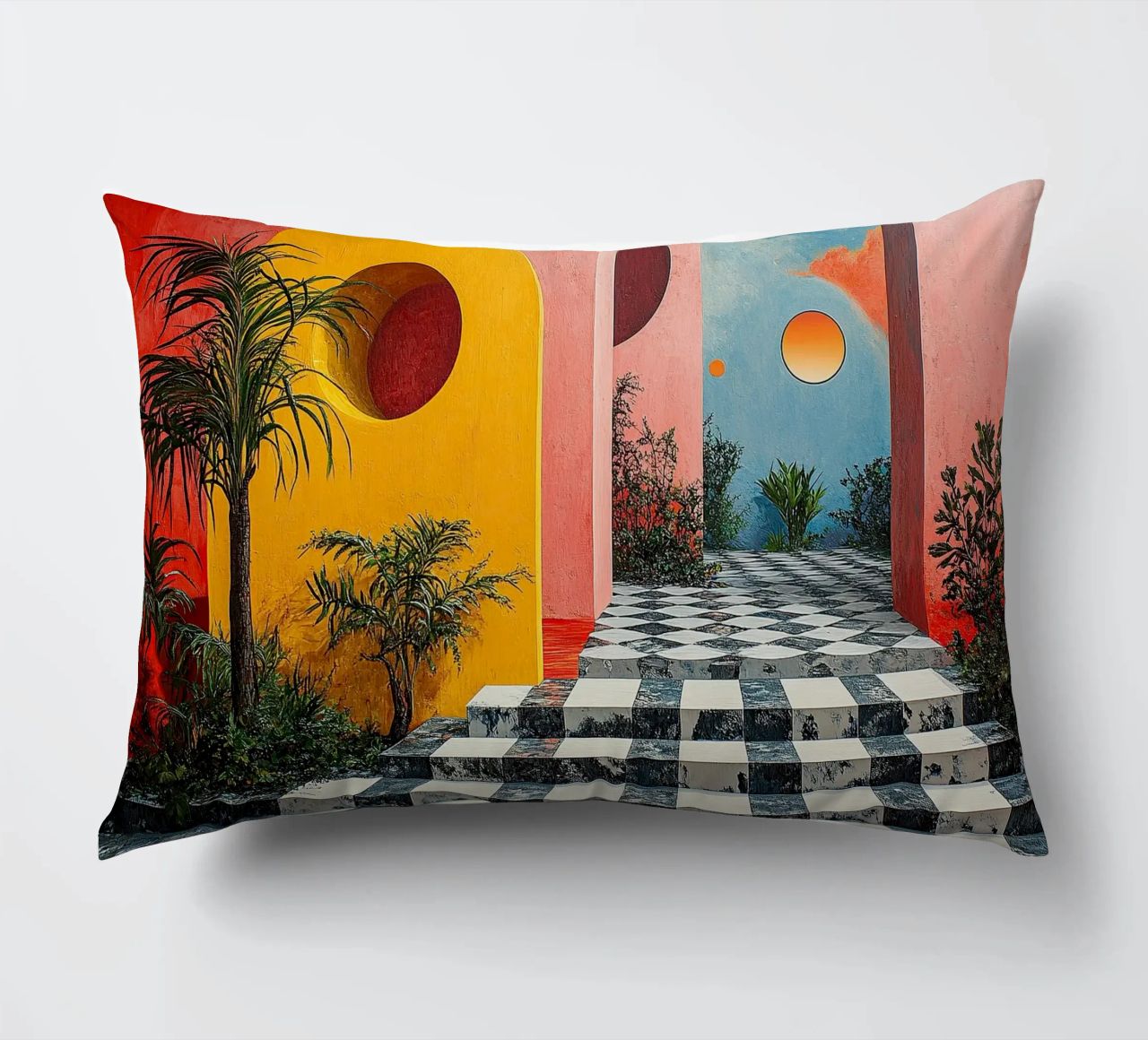 Surrealism Architecture Design Geometry decorative cushion by Nikis Art Studio