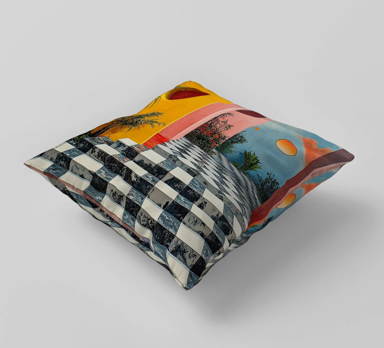 Surrealism Architecture Design Geometry decorative cushion by Nikis Art Studio