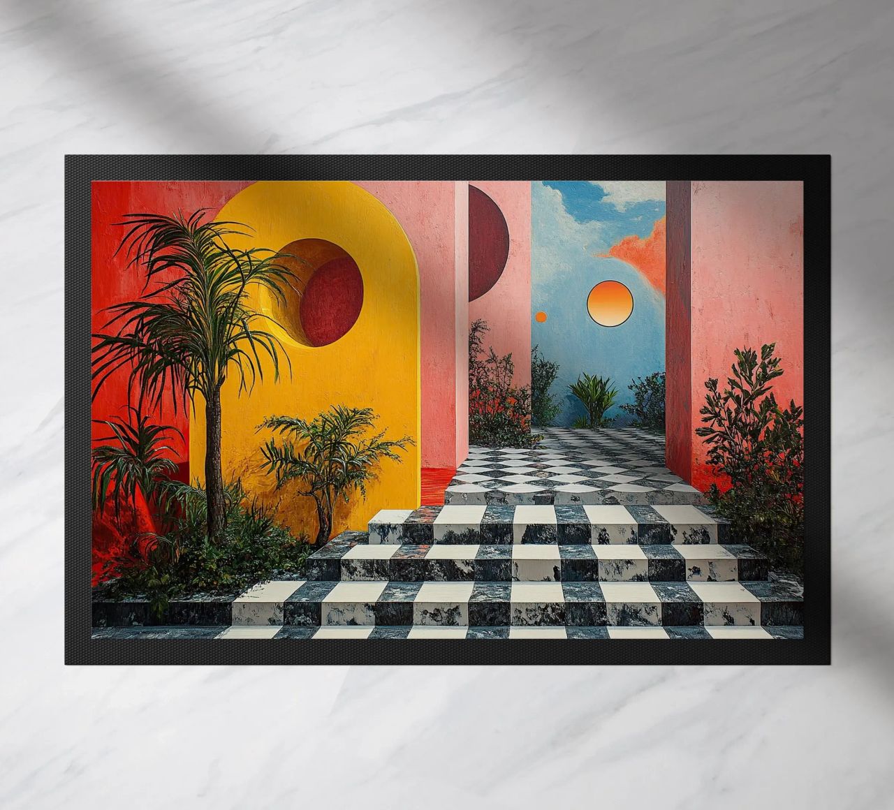 Surrealism Architecture Design Geometry doormat by Nikis Art Studio