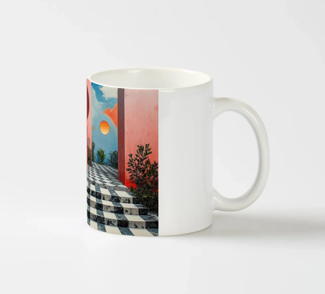 Surrealismus Architektur Design Geometrie Keramik Tasse von Nikis Art Studio