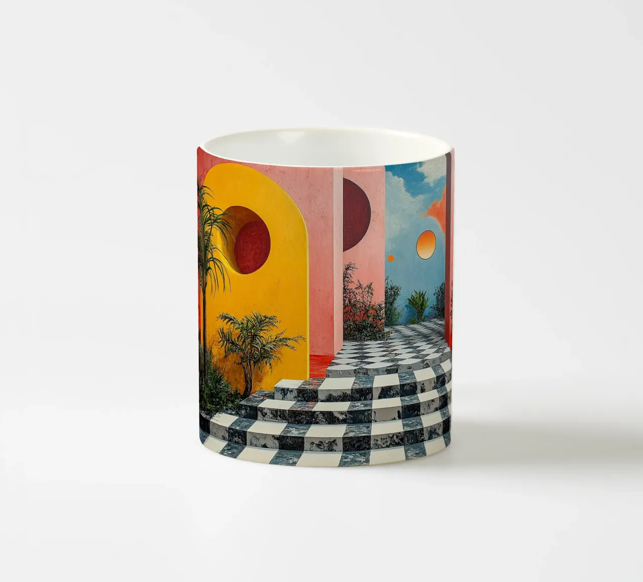 Surrealismus Architektur Design Geometrie Keramik Tasse von Nikis Art Studio