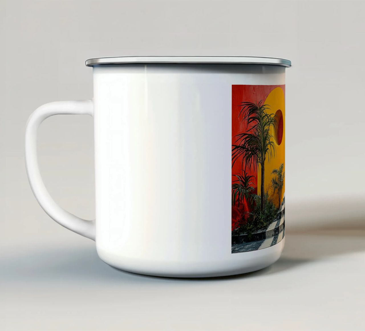 Surrealism Architecture Design Geometry enamel mug by Nikis Art Studio