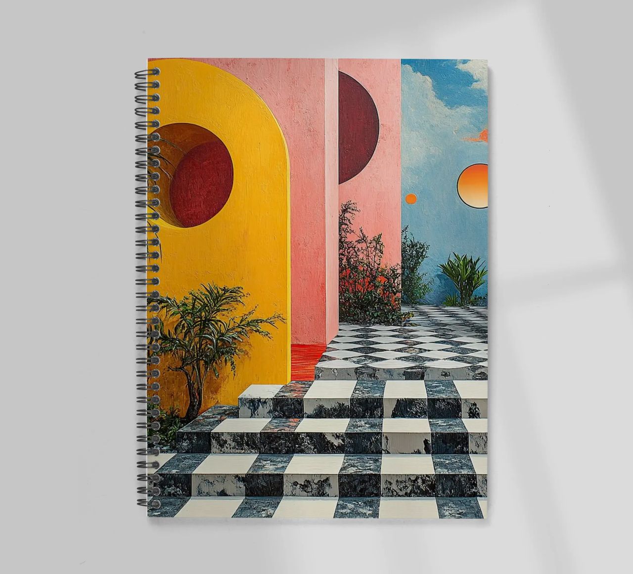 Surrealism Architecture Design Geometry spiral notebook by Nikis Art Studio