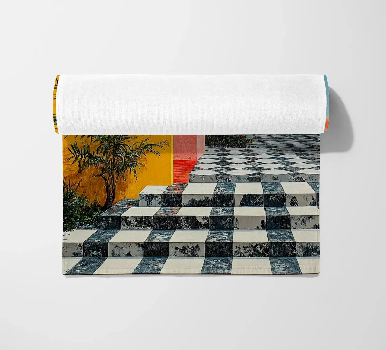 Surrealisme Architectuur Ontwerp Meetkunde strandhanddoek van Nikis Art Studio