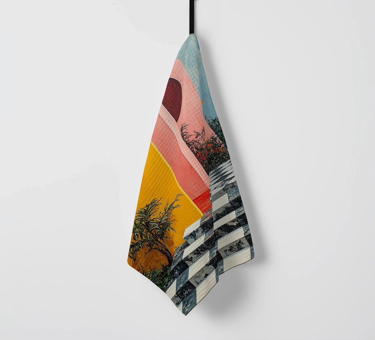 Surrealism Architecture Design Geometry tea towel by Nikis Art Studio
