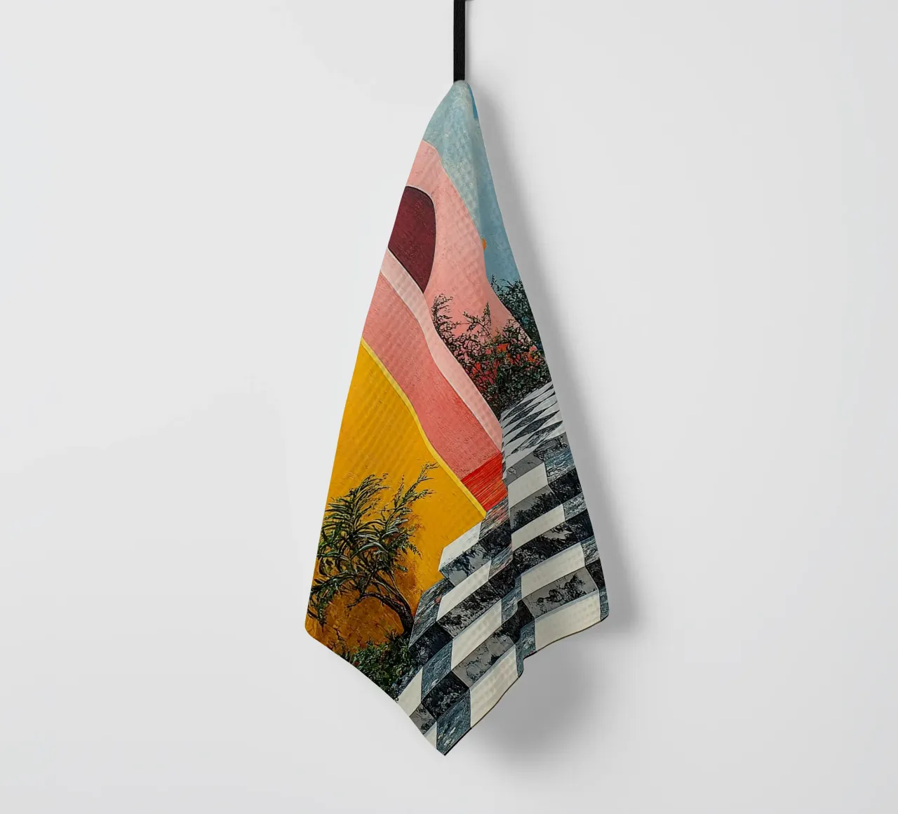 Surrealisme Architectuur Ontwerp Meetkunde theedoek van Nikis Art Studio