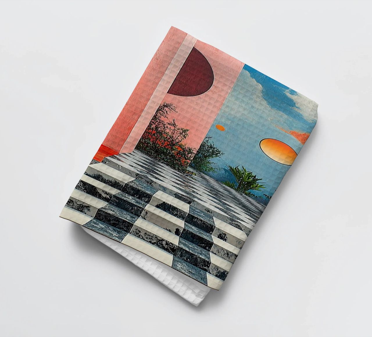 Surrealism Architecture Design Geometry tea towel by Nikis Art Studio