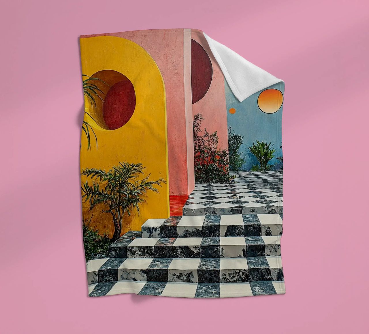 Surrealism Architecture Design Geometry fleece blanket by Nikis Art Studio