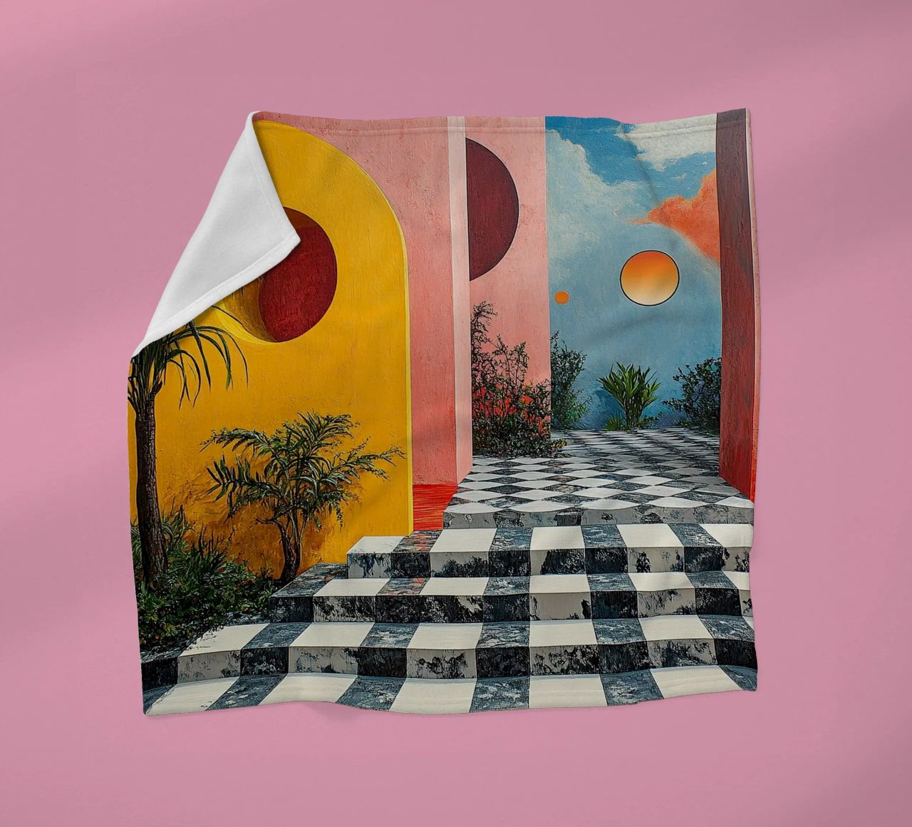 Surrealism Architecture Design Geometry fleece blanket by Nikis Art Studio