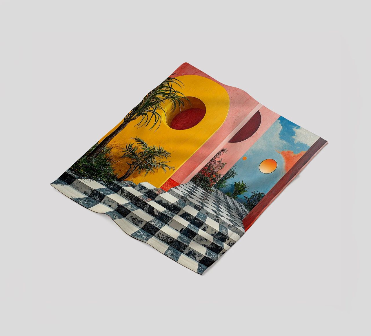 Surrealism Architecture Design Geometry fleece blanket by Nikis Art Studio
