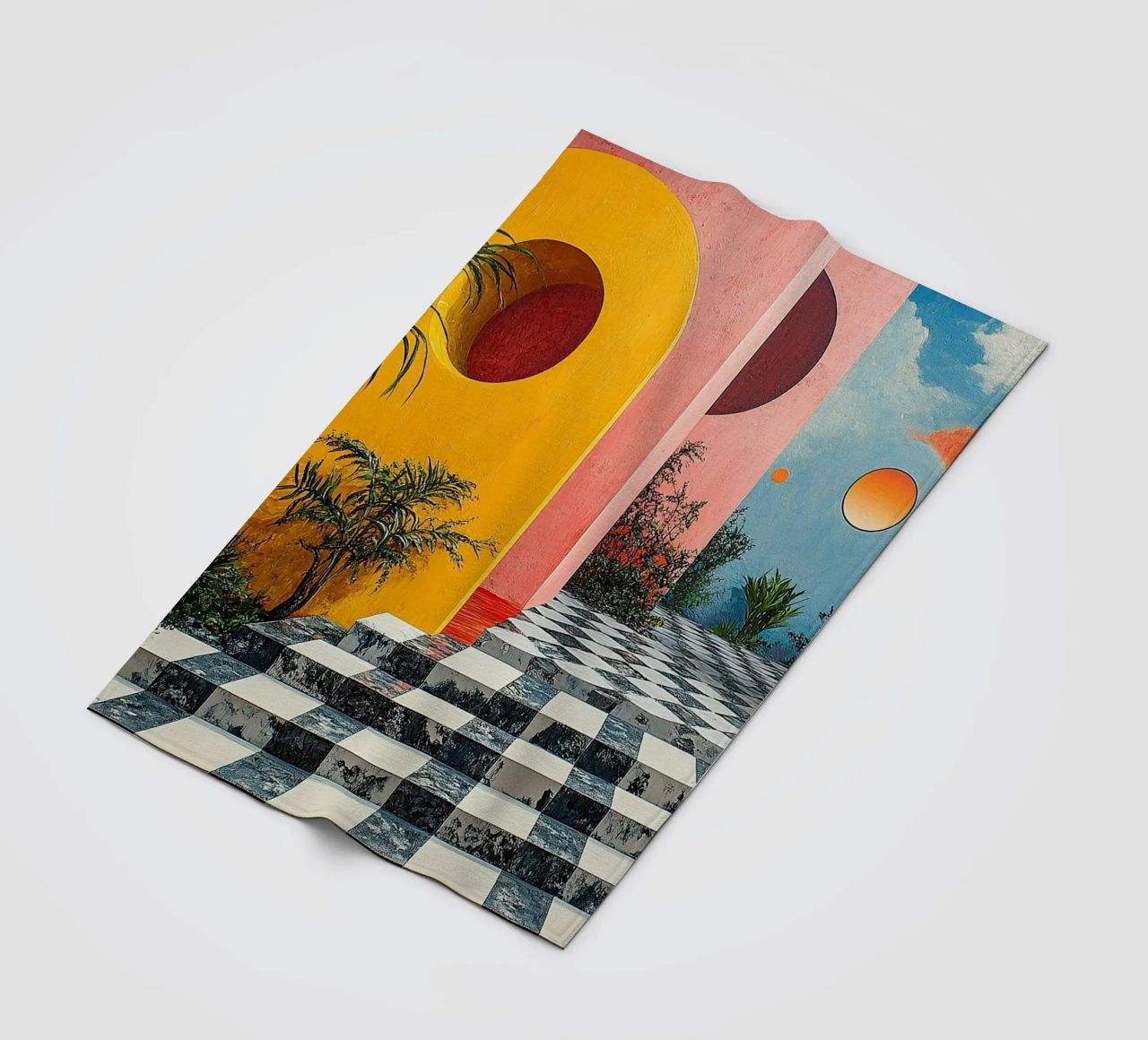 Surrealism Architecture Design Geometry fleece blanket by Nikis Art Studio