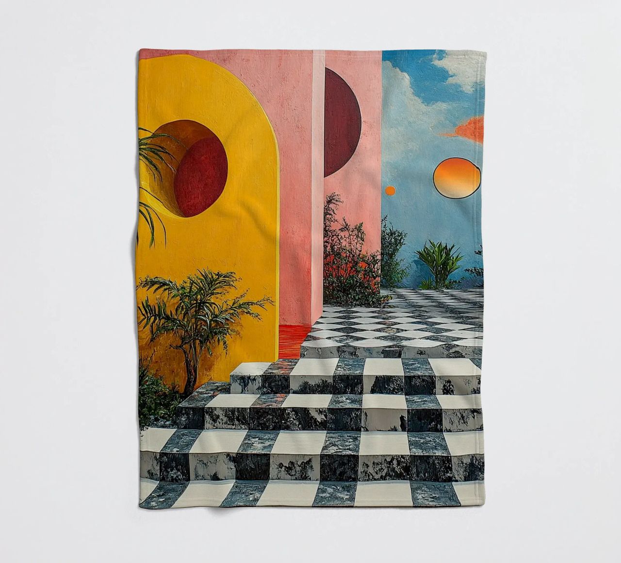 Surrealism Architecture Design Geometry fleece blanket by Nikis Art Studio