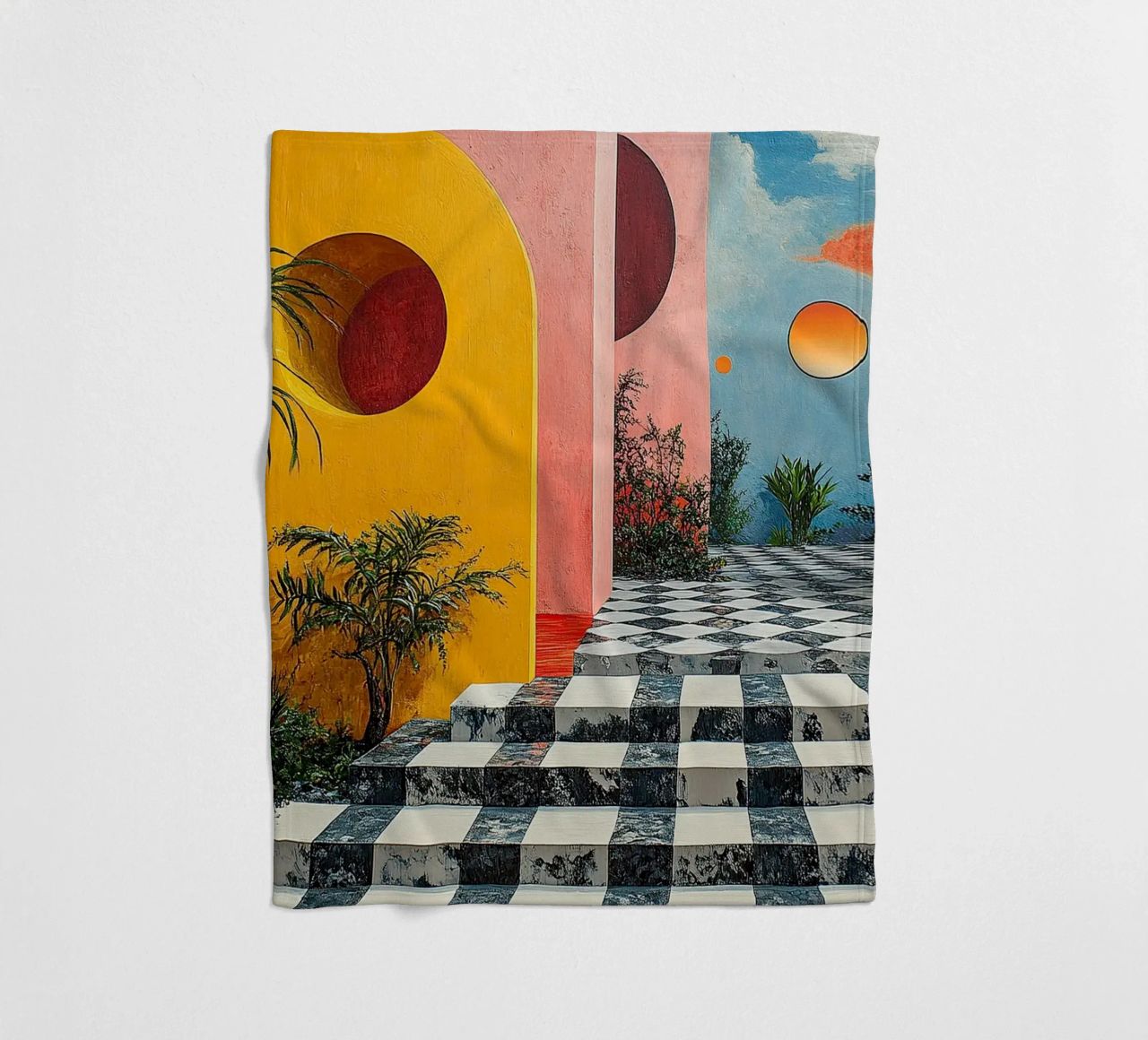 Surrealism Architecture Design Geometry fleece blanket by Nikis Art Studio