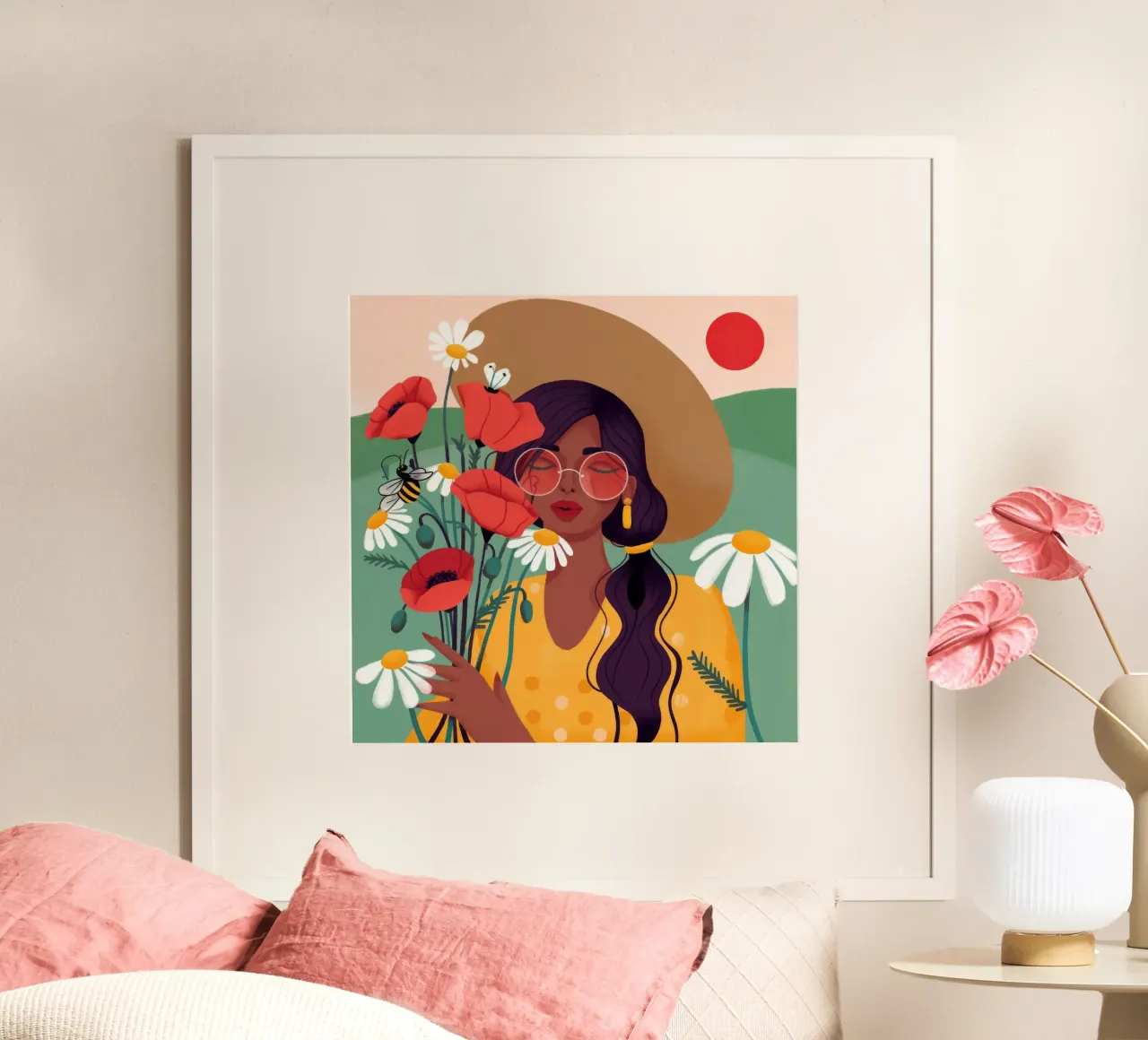 Raccolta di fiori soleggiati poster con telaio in legno da Emery Kate