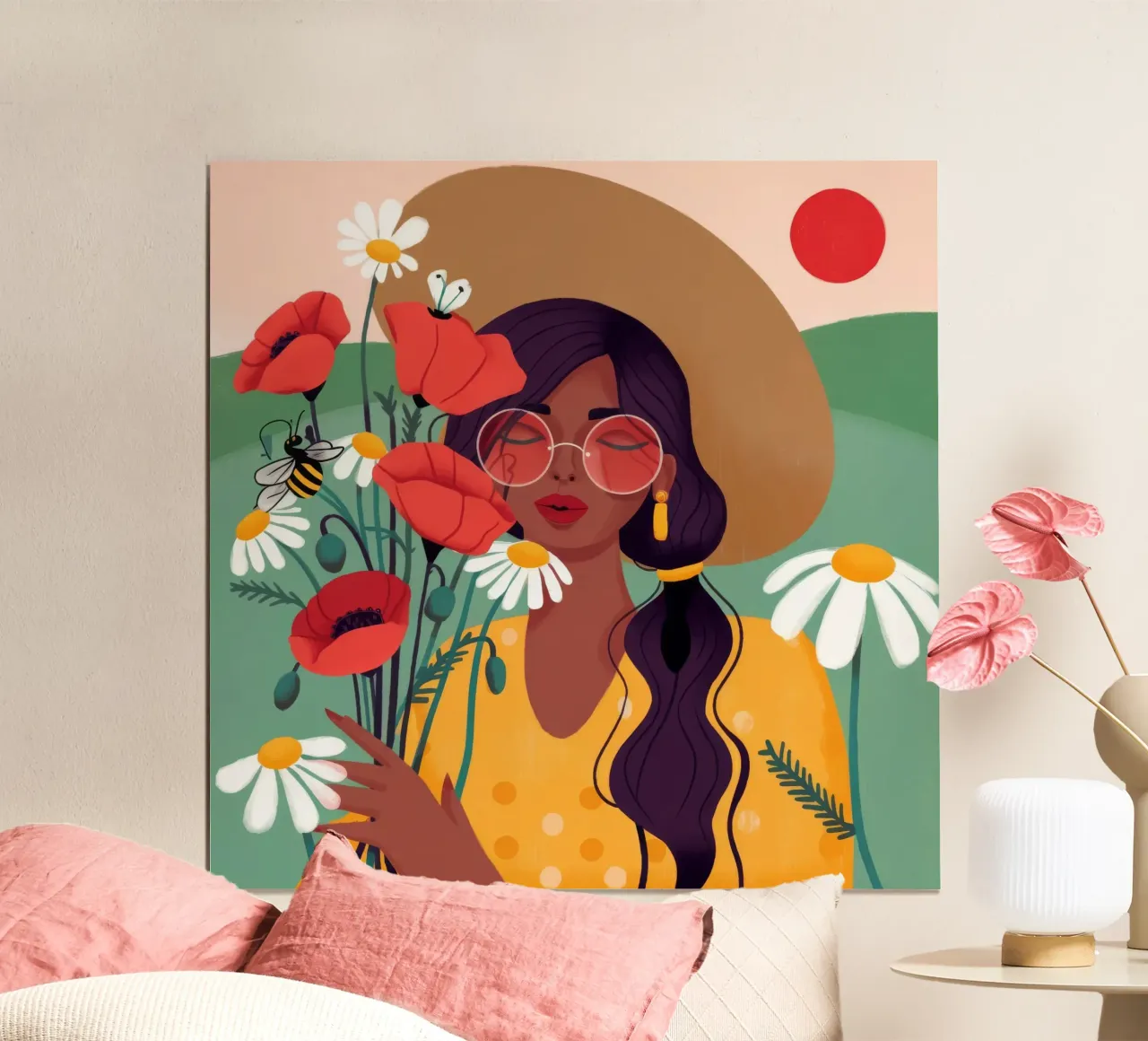 Raccolta di fiori soleggiati poster con telaio in legno da Emery Kate