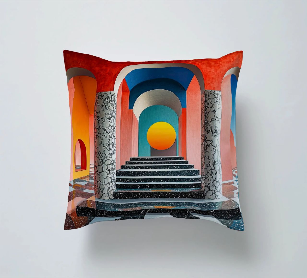 Surrealism Architecture Design Geometry decorative cushion by Nikis Art Studio
