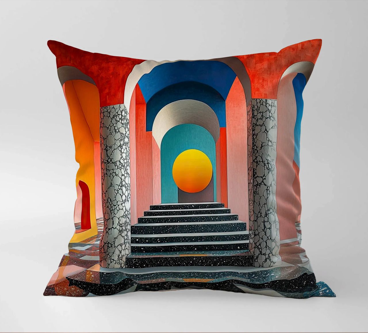 Surrealism Architecture Design Geometry decorative cushion by Nikis Art Studio