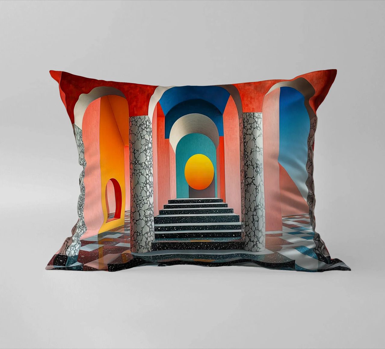 Surrealism Architecture Design Geometry decorative cushion by Nikis Art Studio