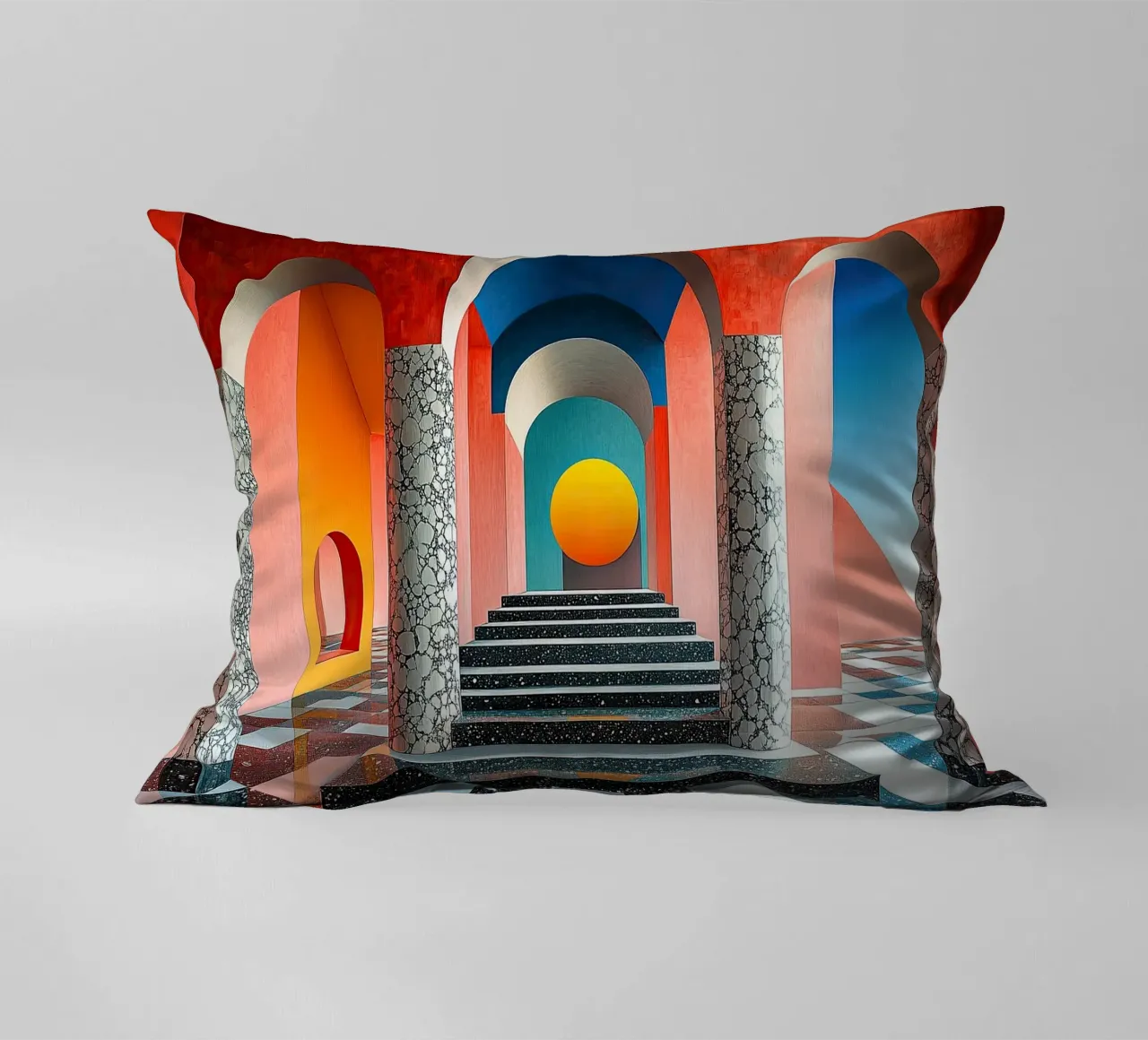 Surrealismus Architektur Design Geometrie Kissen von Nikis Art Studio