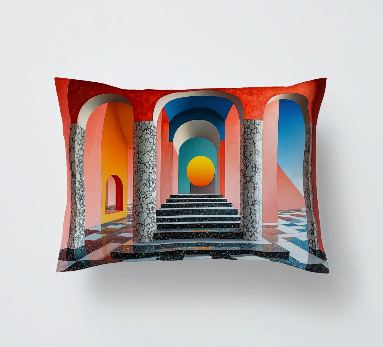 Surrealism Architecture Design Geometry decorative cushion by Nikis Art Studio