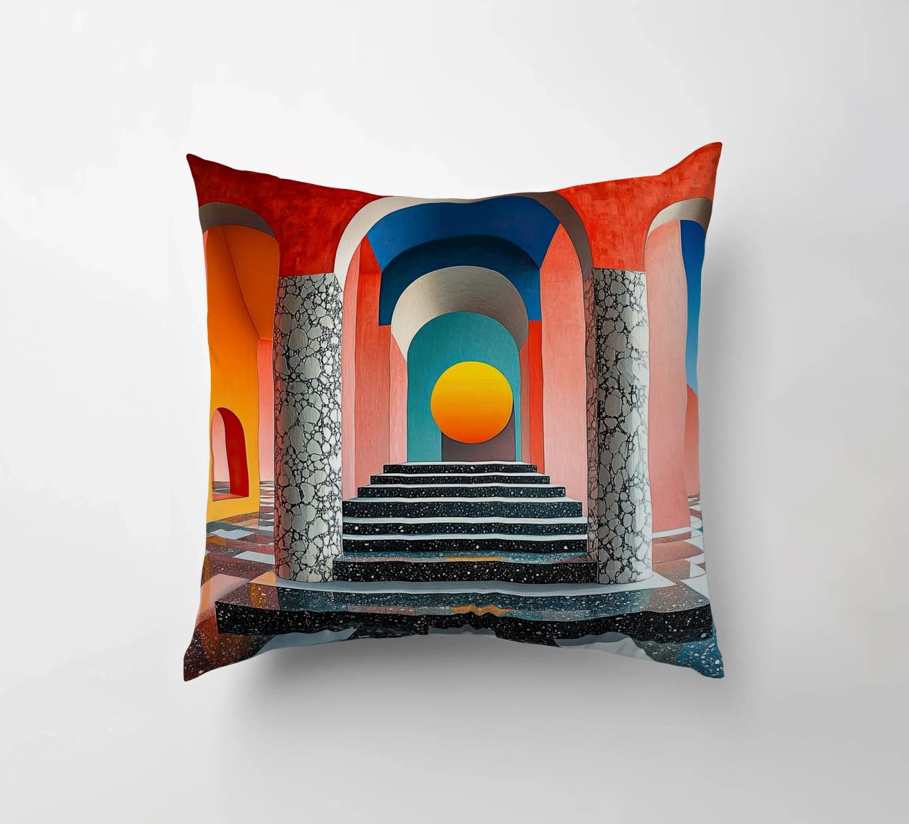 Surrealism Architecture Design Geometry decorative cushion by Nikis Art Studio