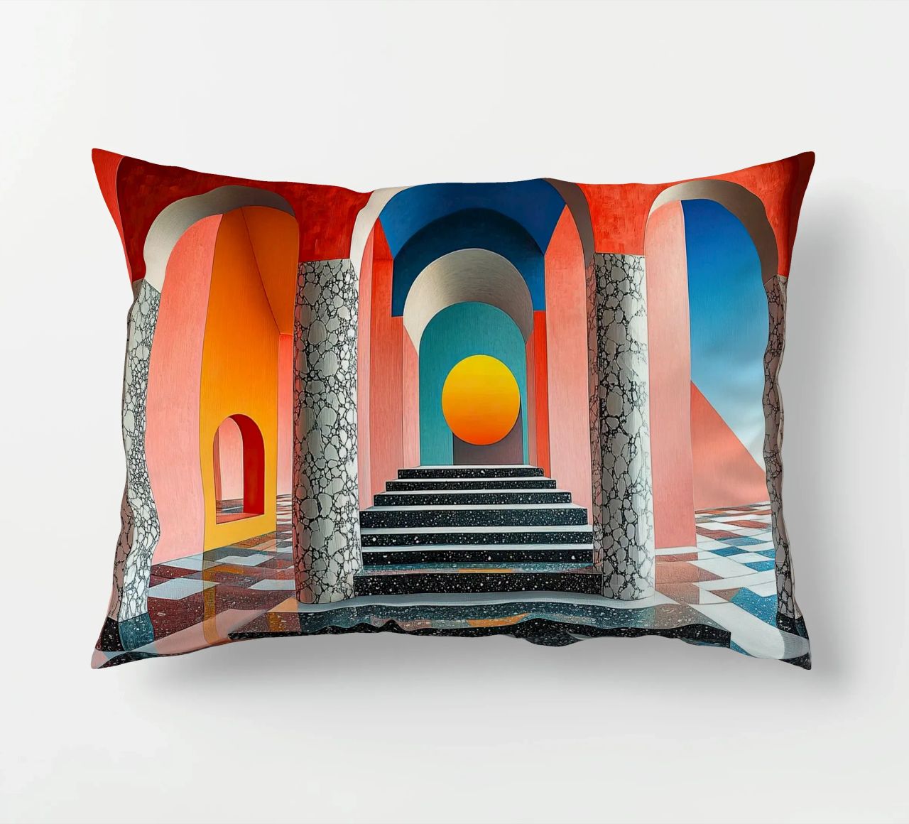 Surrealism Architecture Design Geometry decorative cushion by Nikis Art Studio