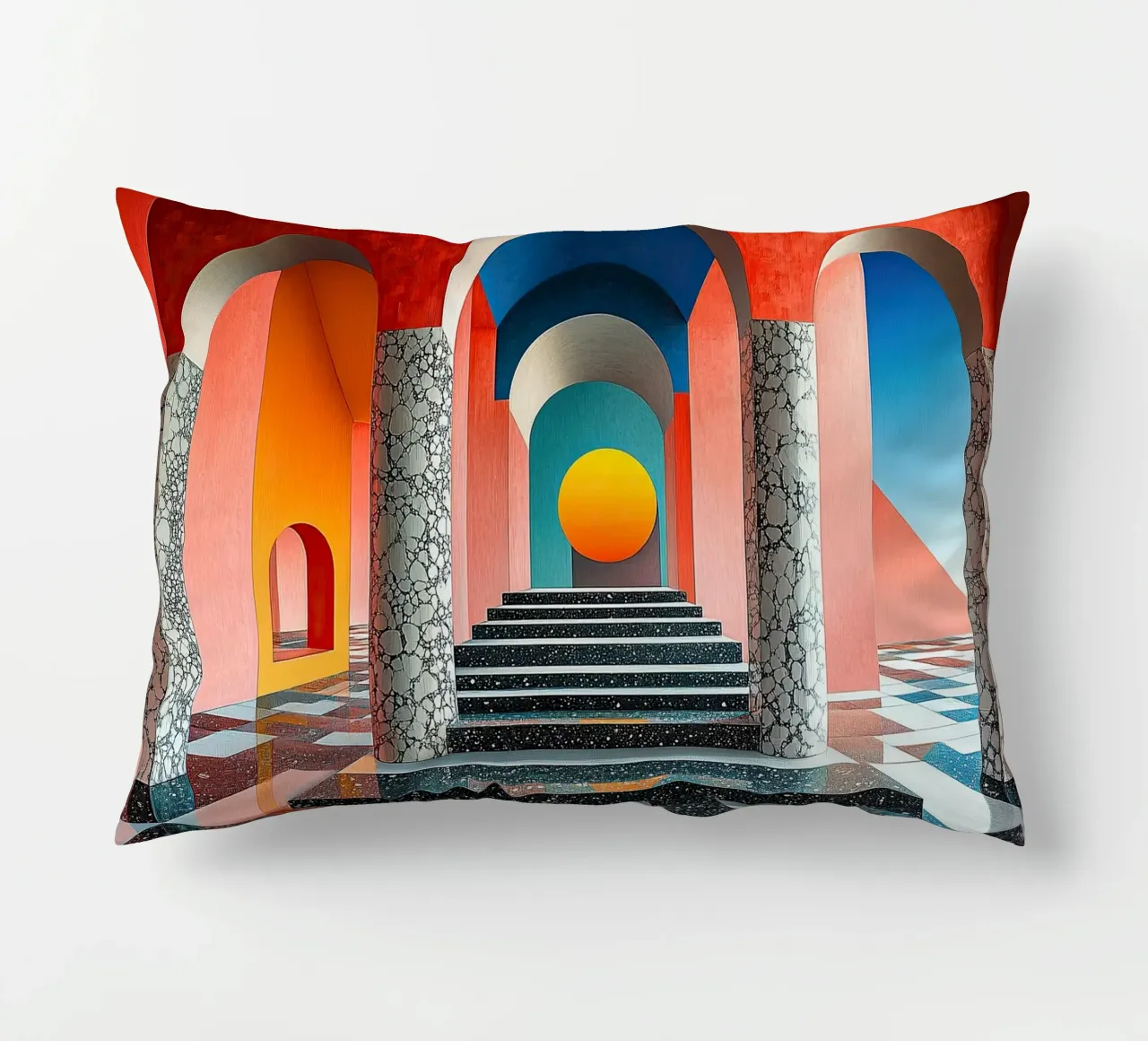 Surrealismus Architektur Design Geometrie Kissen von Nikis Art Studio