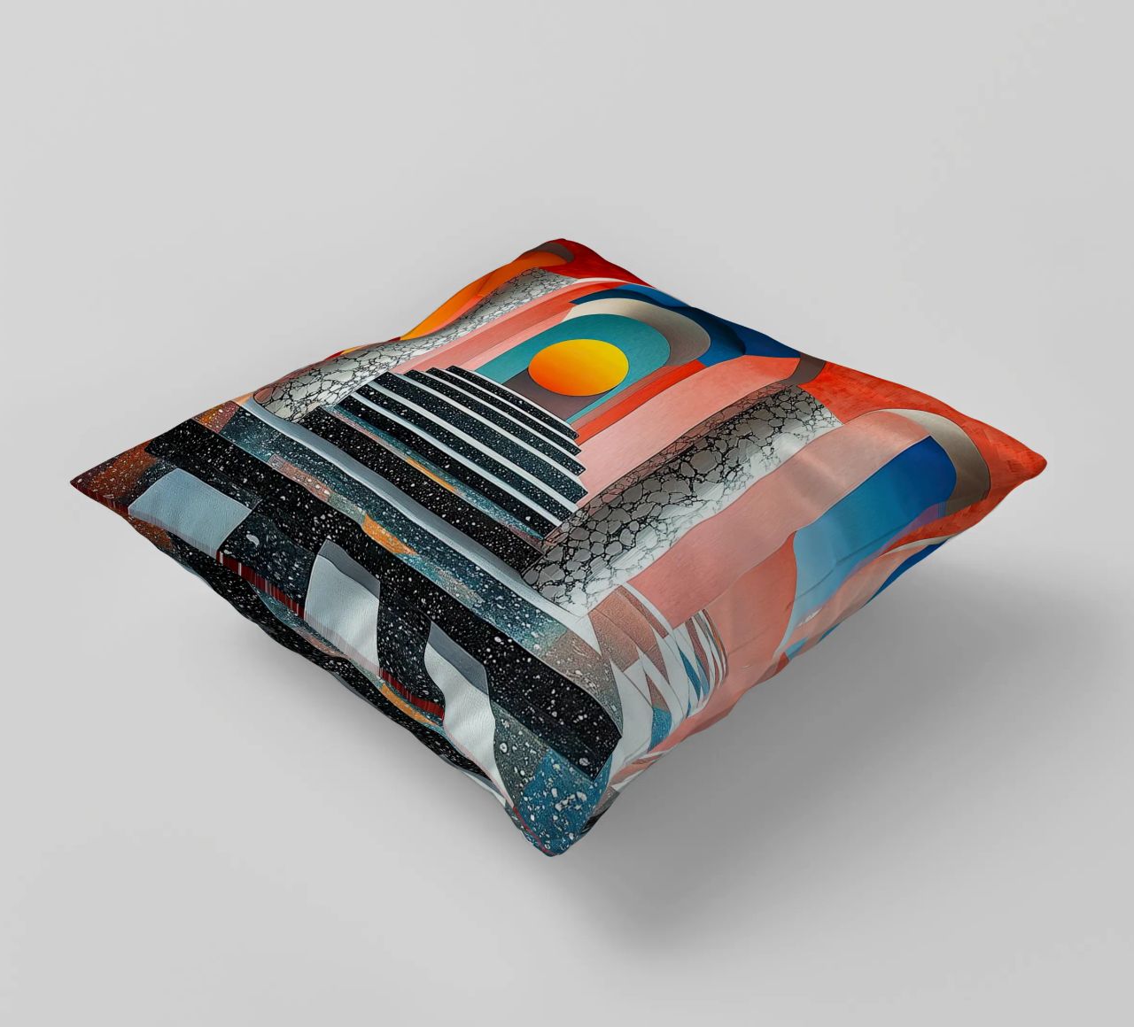 Surrealism Architecture Design Geometry decorative cushion by Nikis Art Studio