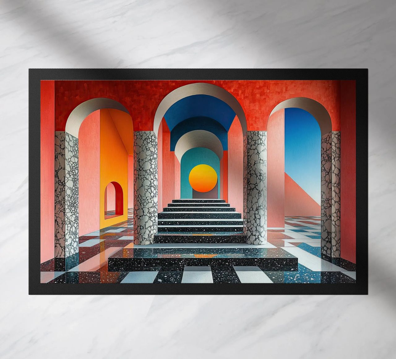Surrealism Architecture Design Geometry doormat by Nikis Art Studio