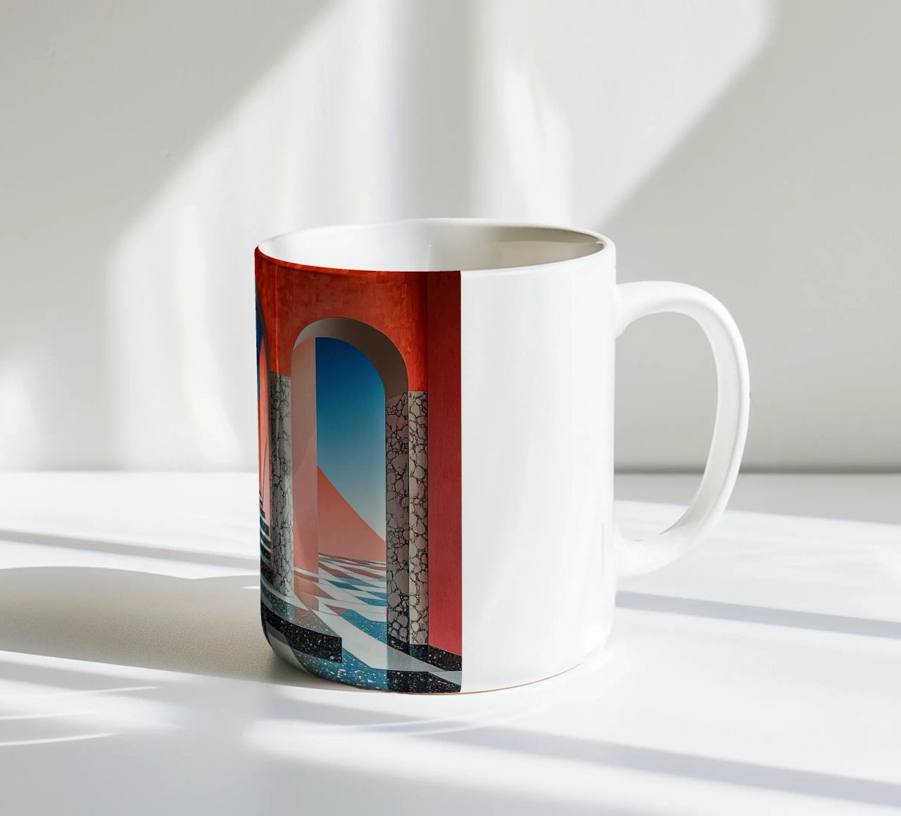 Surrealism Architecture Design Geometry ceramic mug by Nikis Art Studio