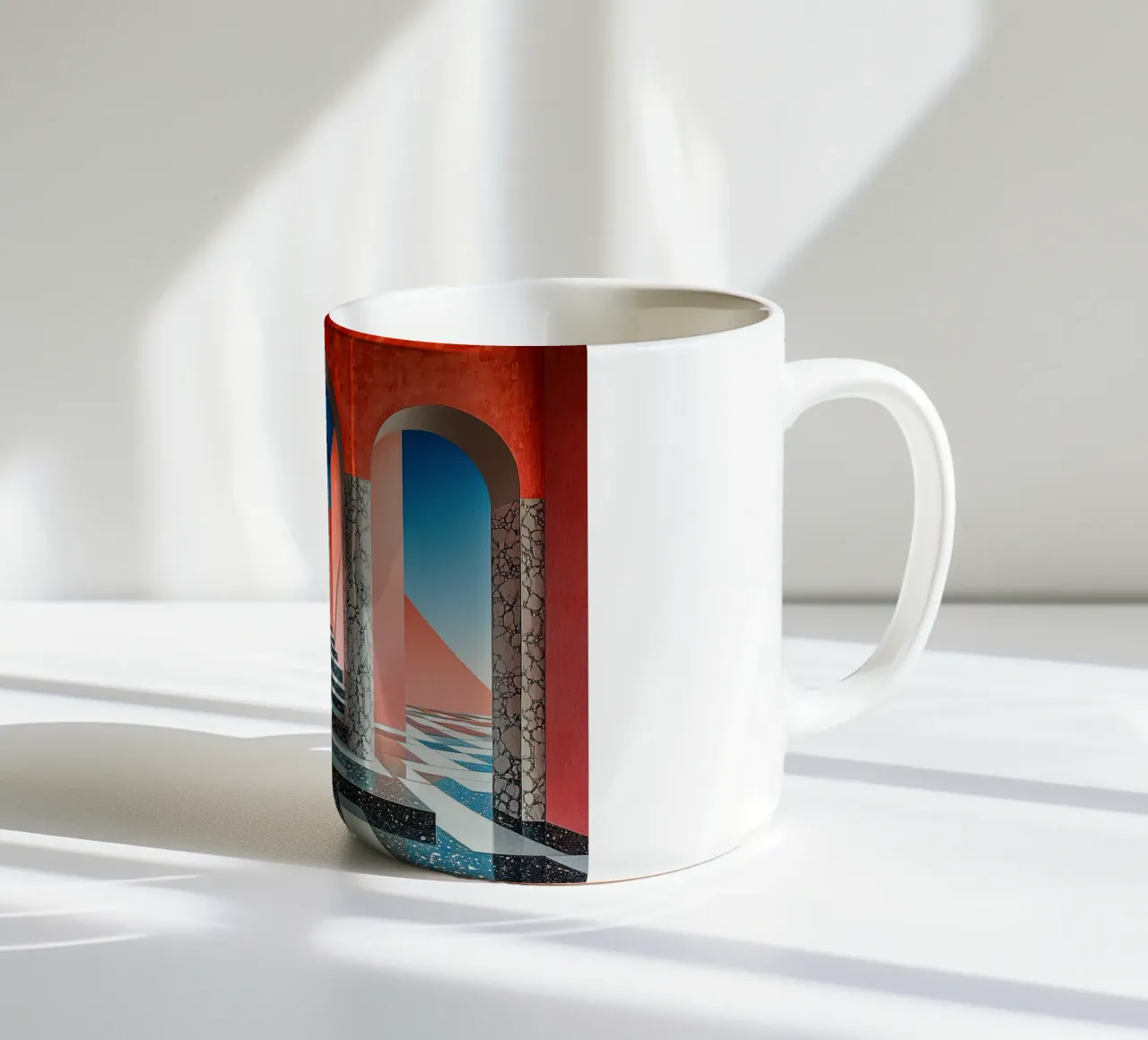 Surrealismus Architektur Design Geometrie Keramik Tasse von Nikis Art Studio