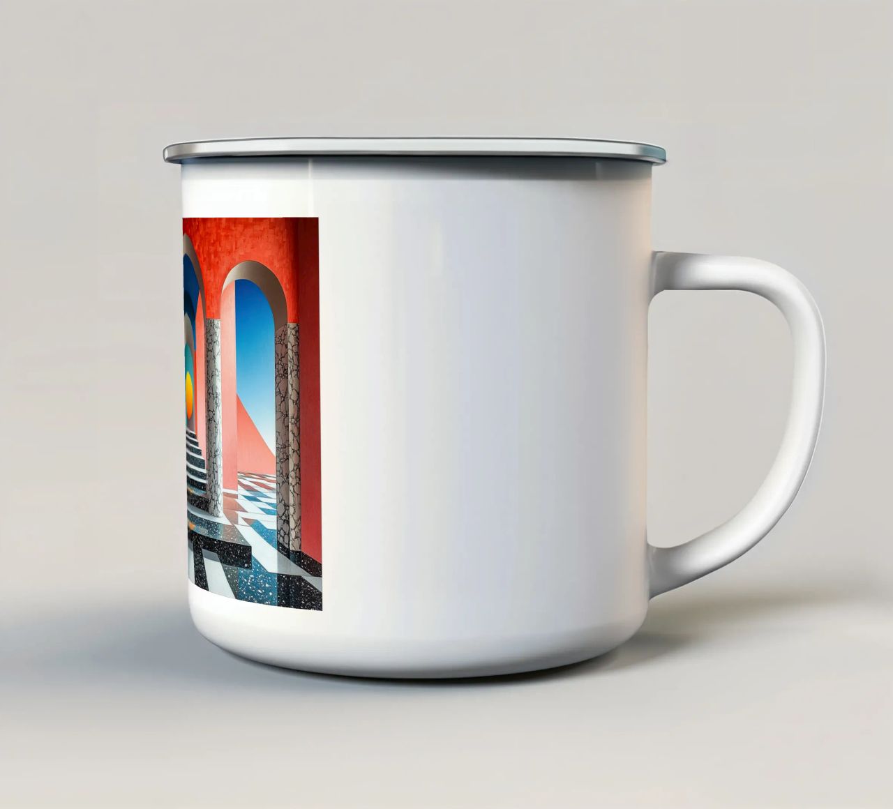 Surrealism Architecture Design Geometry enamel mug by Nikis Art Studio