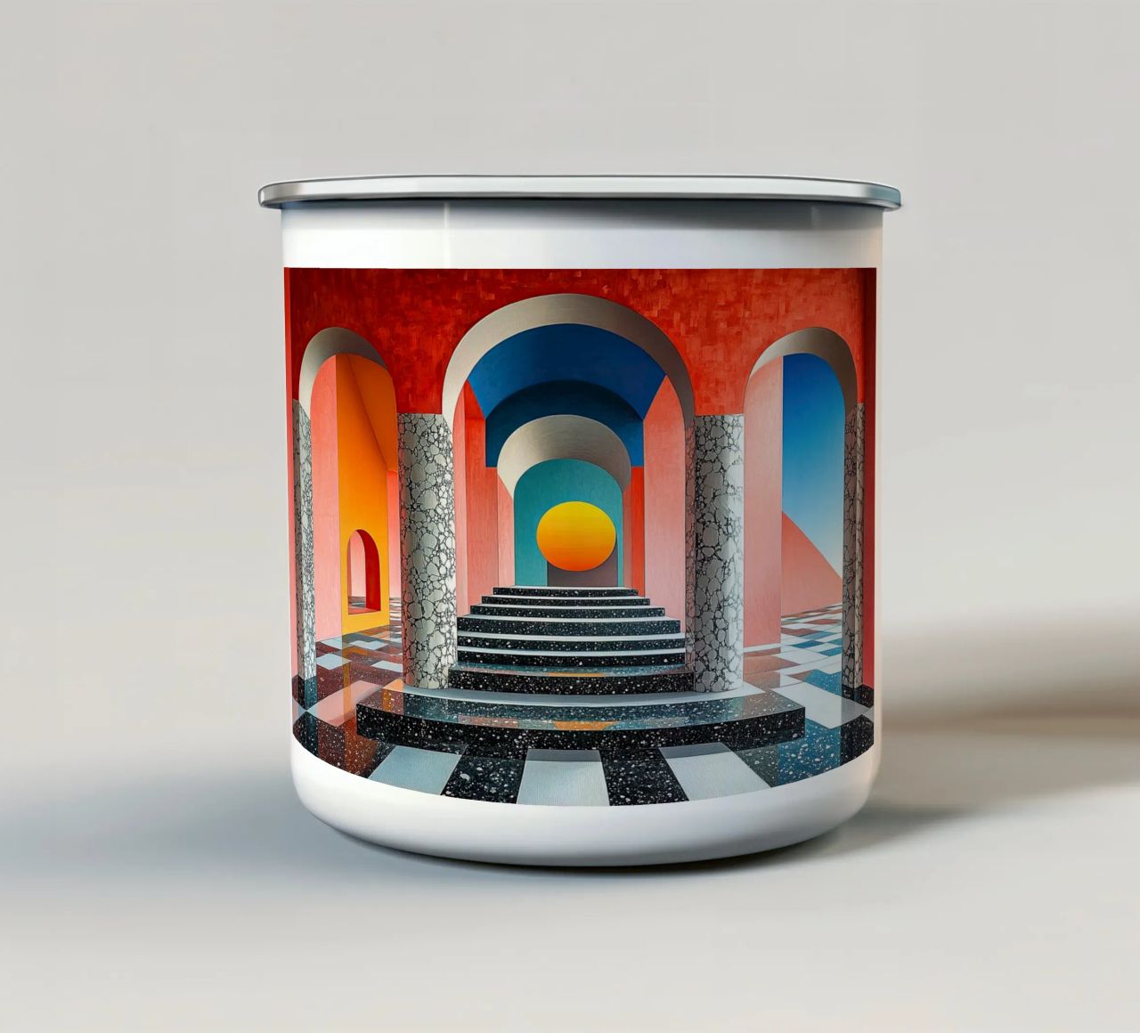 Surrealism Architecture Design Geometry enamel mug by Nikis Art Studio