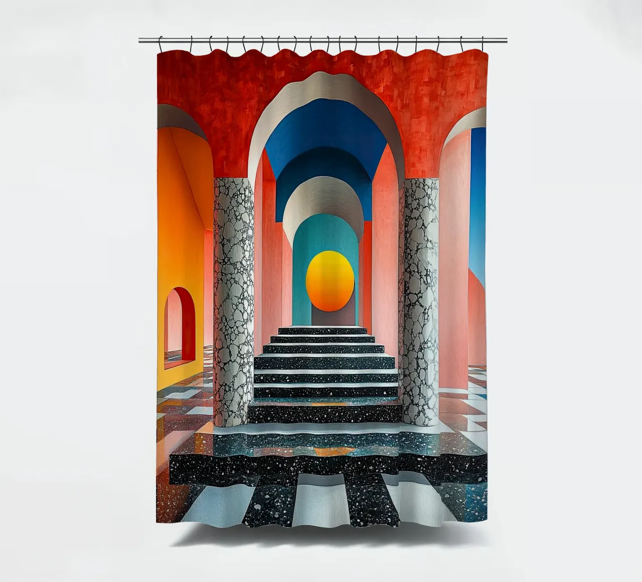 Surrealismo Arquitectura Diseño Geometría cortina de baño de Nikis Art Studio