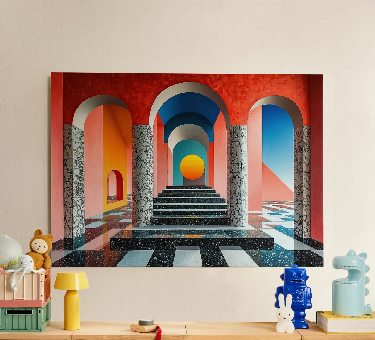 Surrealismus Architektur Design Geometrie Alu-Dibond von Nikis Art Studio