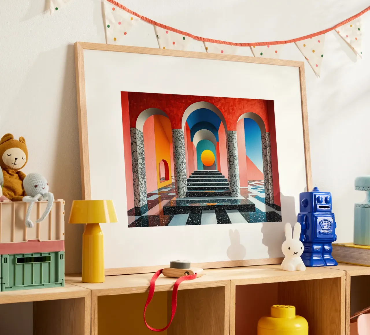 Surrealismo Architettura Design Geometria poster con telaio in legno da Nikis Art Studio