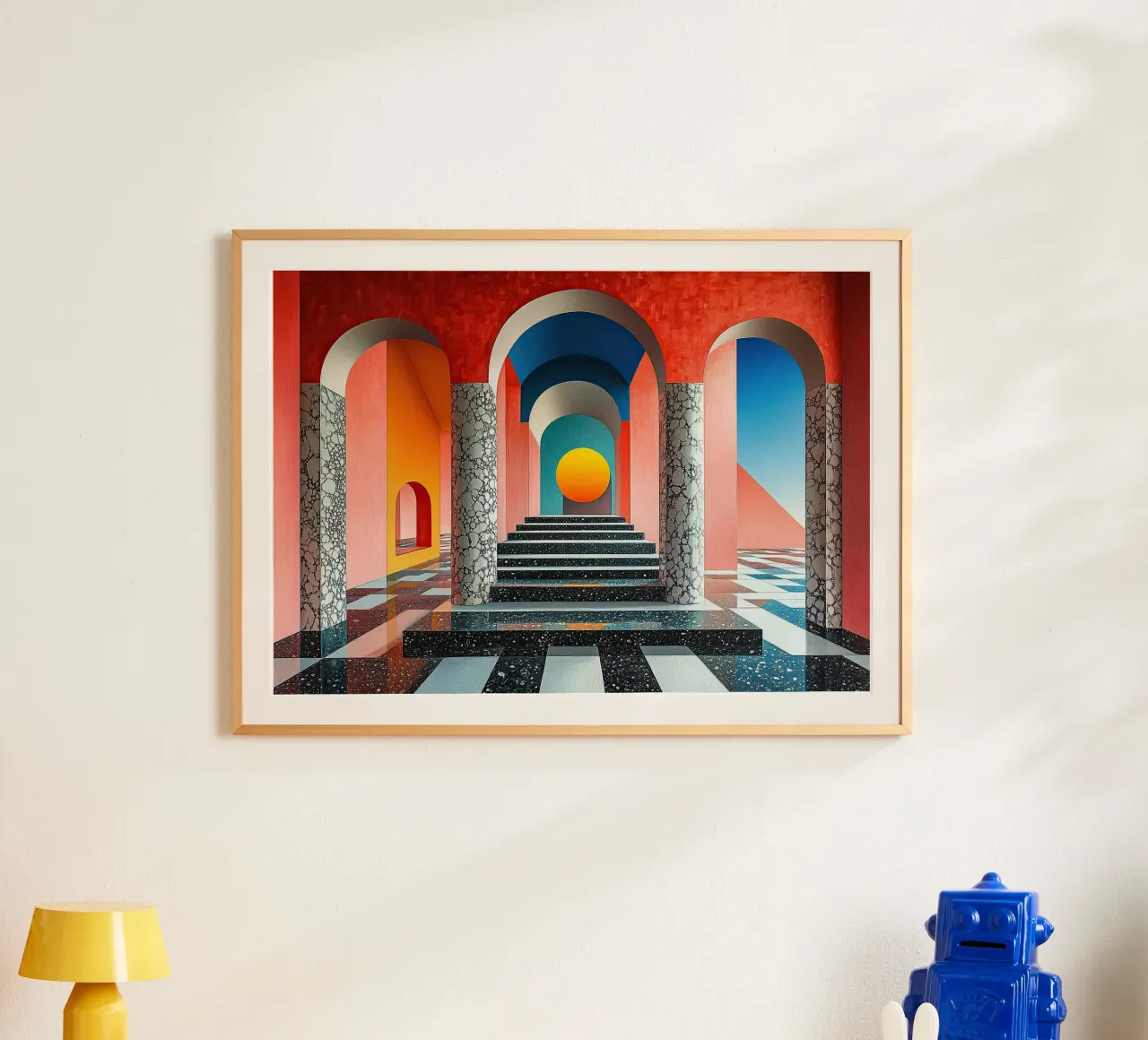 Surrealismo Architettura Design Geometria poster con telaio in legno da Nikis Art Studio