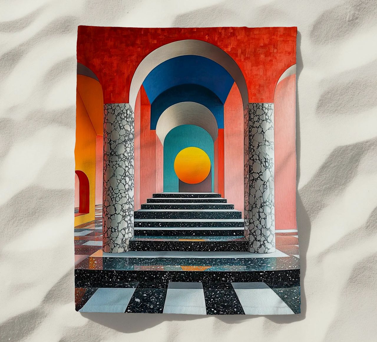 Surrealism Architecture Design Geometry beach towel by Nikis Art Studio