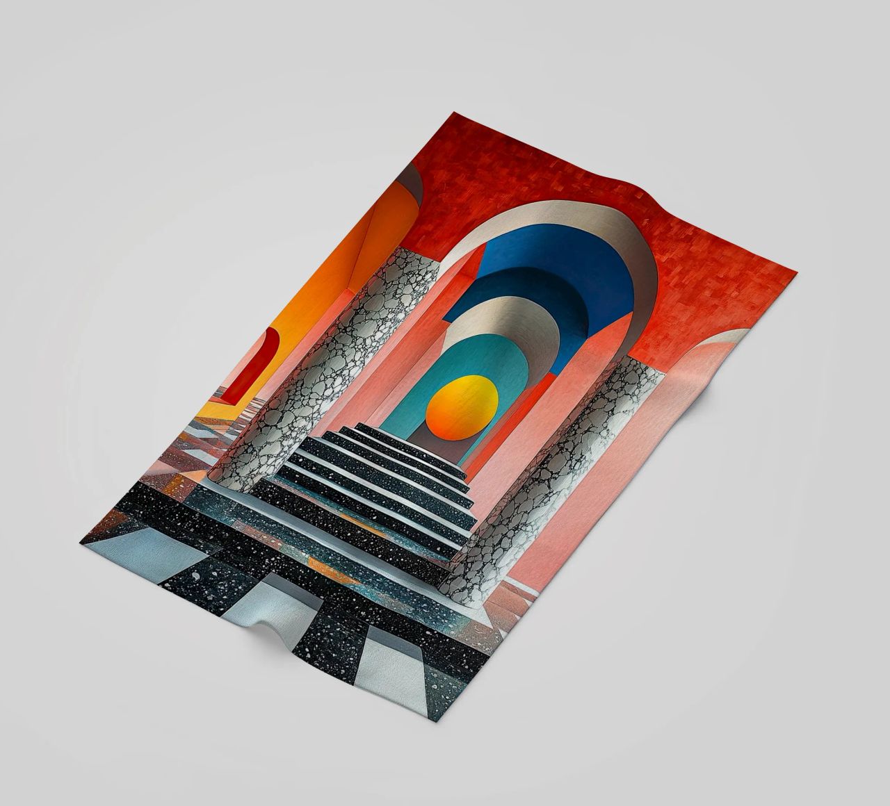 Surrealism Architecture Design Geometry beach towel by Nikis Art Studio