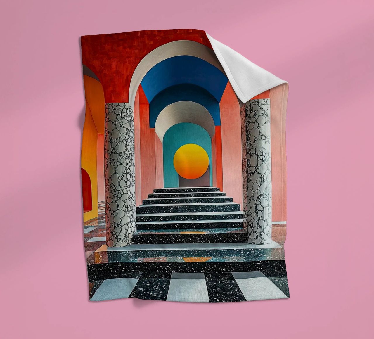 Surrealism Architecture Design Geometry fleece blanket by Nikis Art Studio