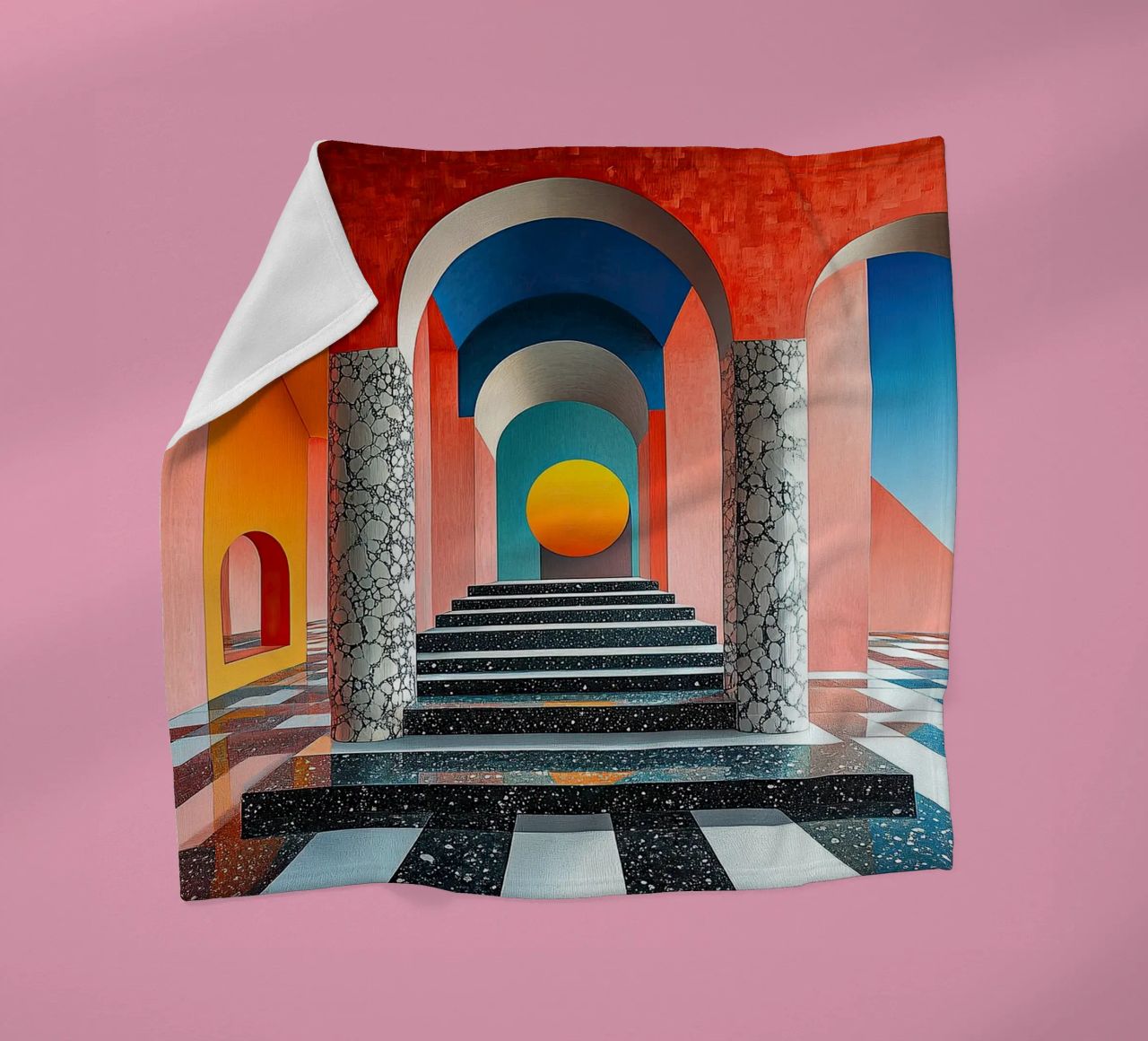 Surrealism Architecture Design Geometry fleece blanket by Nikis Art Studio