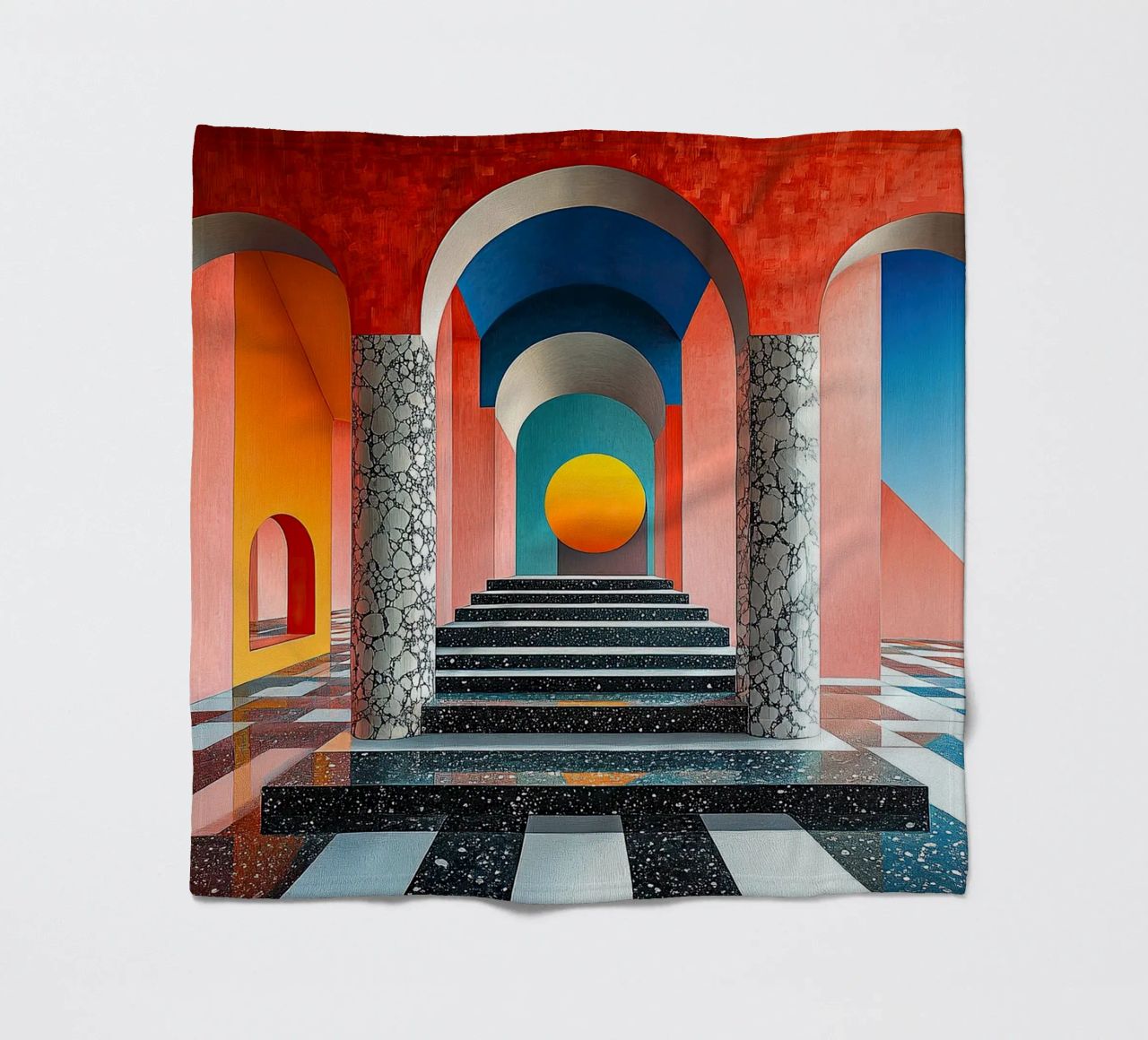 Surrealism Architecture Design Geometry fleece blanket by Nikis Art Studio